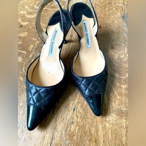 Manolo Blahnik black sling back pumps